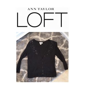 Ann Taylor LOFT Gray Sequin Cardigan